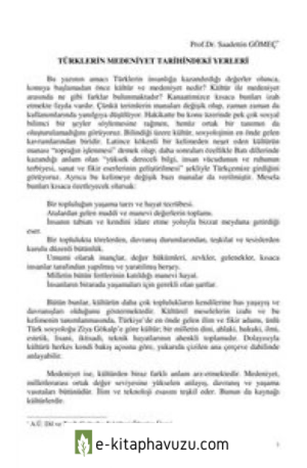 Prof.dr. Saadettin Gömeç - Türklerin Medeniyet Tarihindeki Yeri